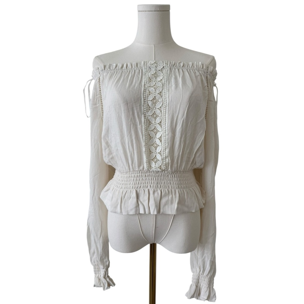 NWT H&M Boho Off the Shoulder Crinkled Blouse
